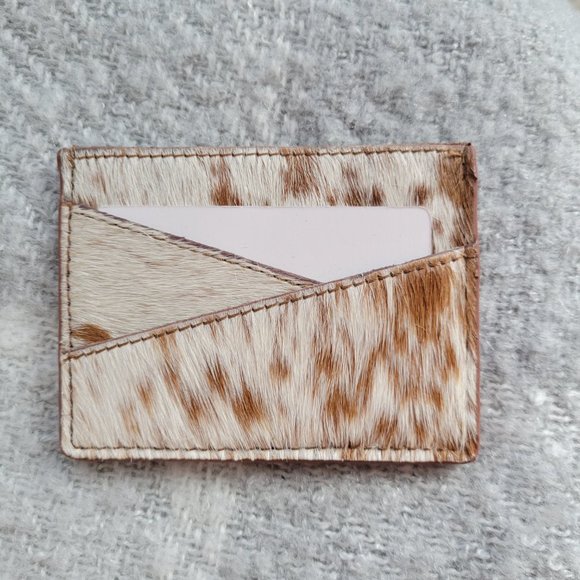 Western Boho Gift Set | Fringe Earrings, Hair On Leather Keychain & Card Holder - Picture 3 of 4